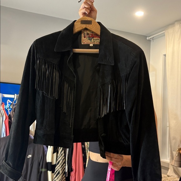 Jackets & Blazers - 073 Black Fringe Suede Jacket